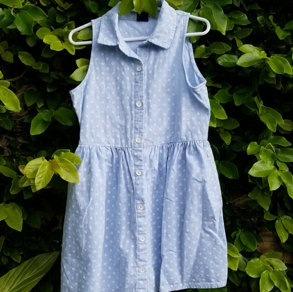 EUC Girl's GapKids Polka-Dot Shirtdress sz 6-7